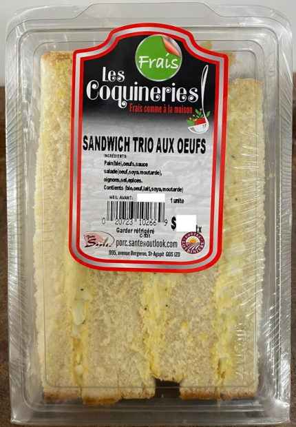 Avis de ne pas consommer des sandwichs aux œufs de Les Coquineries