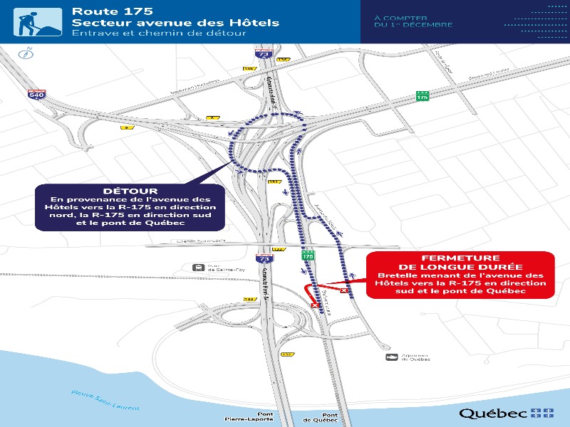 Fermetures de routes prévues dans le secteur des ponts