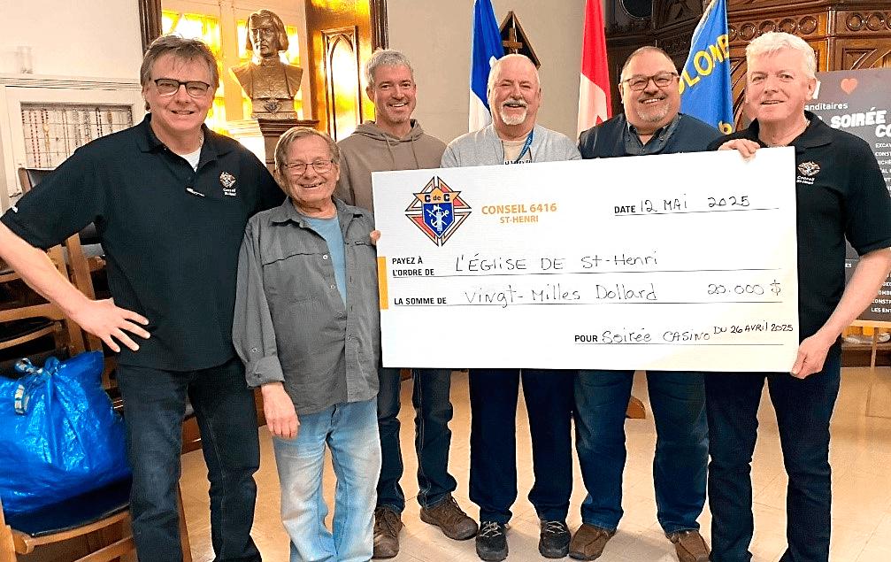 Les Chevaliers de Colomb récoltent 20 000 $ pour l’église de Saint-Henri